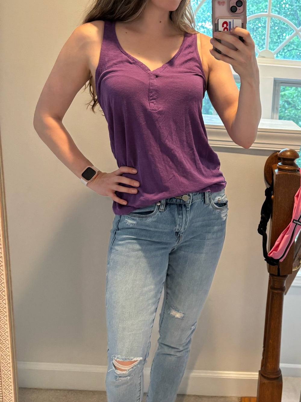 VS PINK Deep Purple Racerback V-Neck Tank